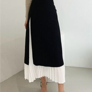 Commense Black and White A-Line Skirt